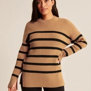 Abercrombie & Fitch Tan and Black Striped Sweater